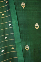 Green banarasi Silk Salwar Suit with Sonarupa Motifs and Organza Dupatta