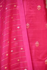 Pink banarasi Silk Salwar Suit with Sonarupa Motifs and Organza Dupatta