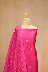 Pink banarasi Silk Salwar Suit with Sonarupa Motifs and Organza Dupatta