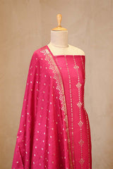 Pink Chiniya Silk Salwar Suit Set with Dupatta