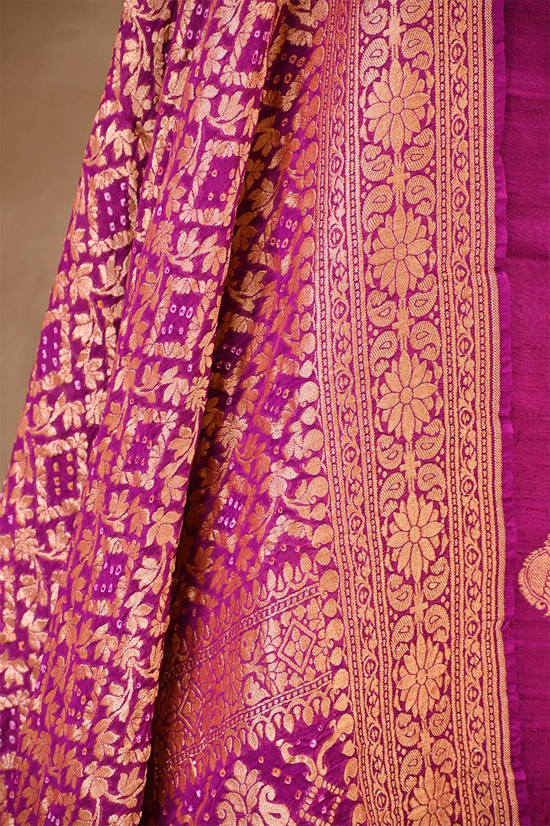 Purple Salwar Suit with Bandhani Banarasi Dupatta