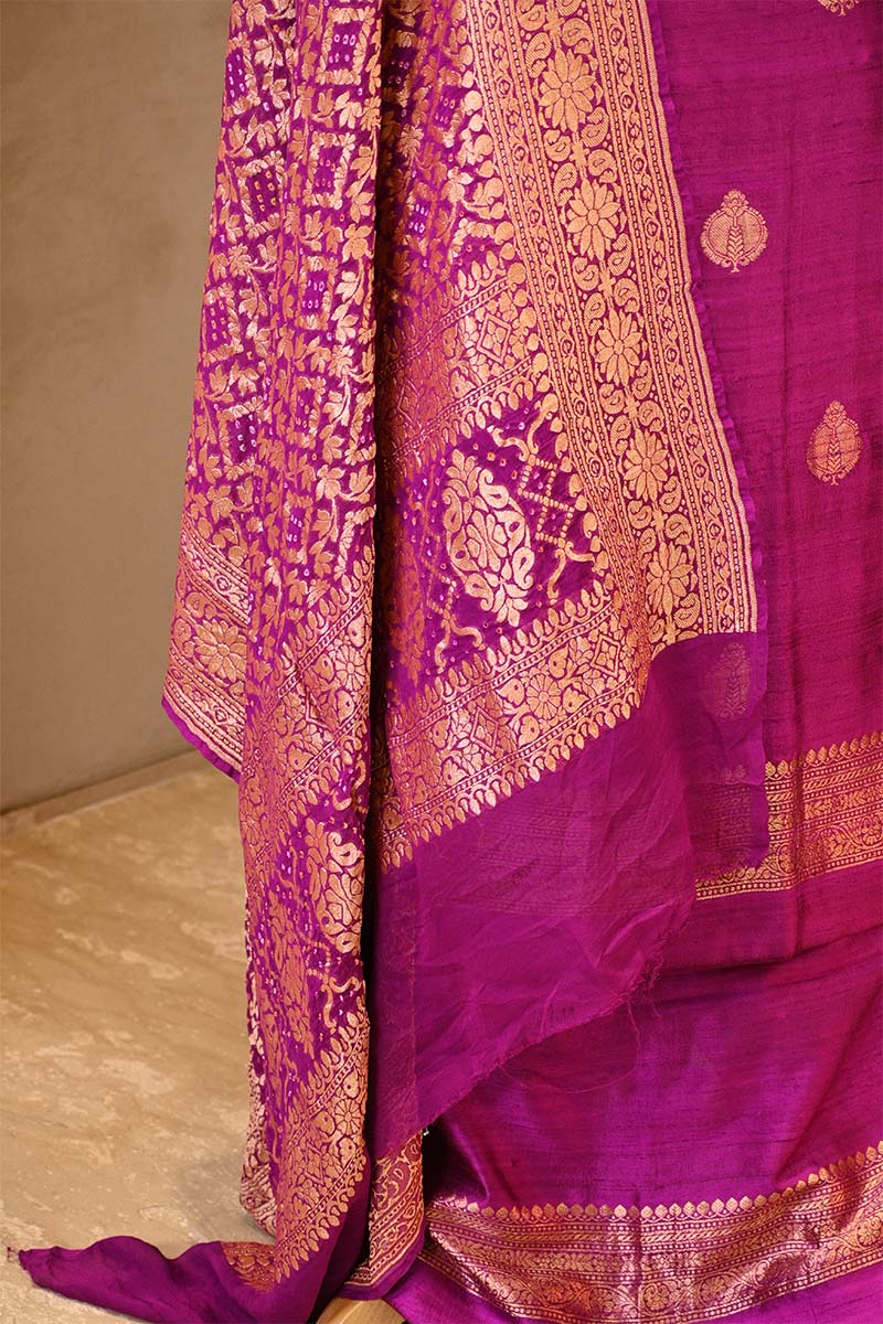 Purple Salwar Suit with Bandhani Banarasi Dupatta