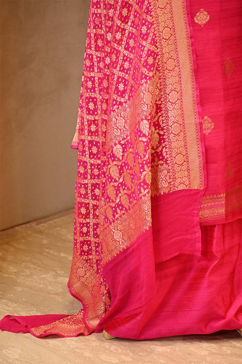 Pink Salwar Suit with Bandhani Banarasi Dupatta