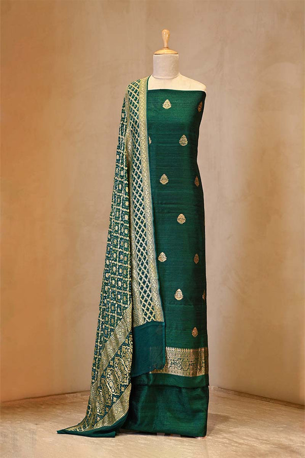 Green Salwar Suit with Bandhani Banarasi Dupatta