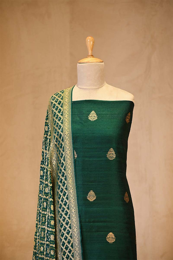 Green Salwar Suit with Bandhani Banarasi Dupatta