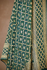 Green Salwar Suit with Bandhani Banarasi Dupatta