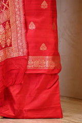 Red Salwar Suit with Shaded Bandhani Banarasi Dupatta