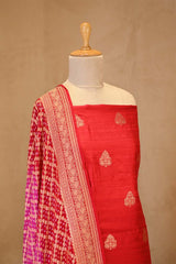 Red Salwar Suit with Shaded Bandhani Banarasi Dupatta