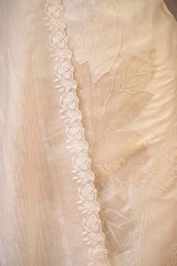 Off White Organza Silk Suit Set with Appliqué Work