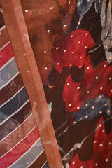 Brown Organza Silk Floral Printed Suit Set with Aari Handwork