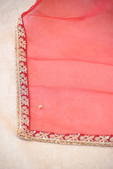 Chiniya Silk Bandhej Suit Set in Red Floral Design