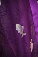 Wine Jacquard Suit Set in Katan Silk with Organza Dupatta