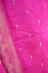 Hot Pink Katan Silk Dress Material with Sona-Roopa Zari