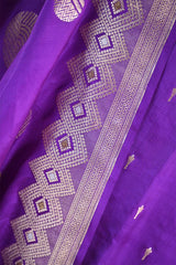 Purple Katan Silk Dress Material with Sona-Roopa Zari