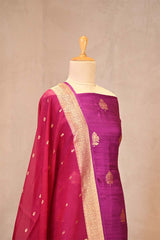 Purple Raw Silk Salwar Suit with Organza Dupatta
