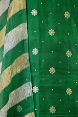 Green Raw Mango Suit Set with Sona Rupa Floral Buti