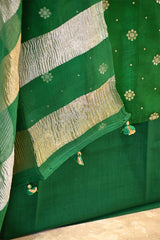 Green Raw Mango Suit Set with Sona Rupa Floral Buti