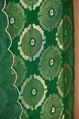 Raw Mango Green Banarasi Silk Unstitched Suit Set with Organza Dupatta