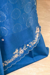 Raw Mango Cobalt Blue Banarasi Silk Unstitched Suit Set with Organza Dupatta