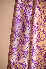 Purple Katan Silk Suit Set with Gold Zari Peacock & Floral Brocade