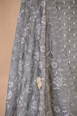 Steel Blue Chanderi Silk Suit Set with Sona Rupa Floral Buti & Embroidered Dupatta