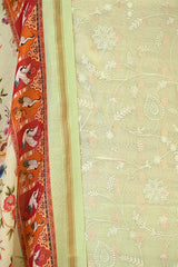Pista Green Zari Buti Suit Set with Printed Chanderi Dupatta