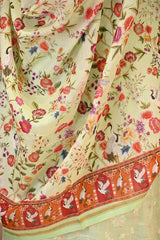 Pista Green Zari Buti Suit Set with Printed Chanderi Dupatta
