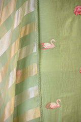 Mint Green Pichwai Motif Suit Set with Organza Dupatta