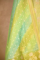 Green Chanderi Silk Suit Set with Rangkat Dupatta