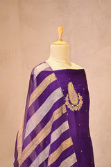 Purple Organza Silk Salwar Suit Set with Aari Handwork