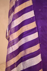 Purple Organza Silk Salwar Suit Set with Aari Handwork