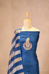 Blue Organza Silk Salwar Suit Set with Aari Handwork