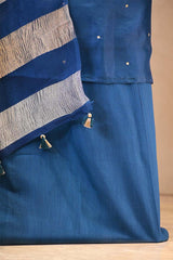 Blue Organza Silk Salwar Suit Set with Aari Handwork