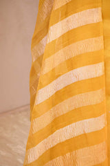 Yellow Organza Silk Salwar Suit Set with Aari Handwork