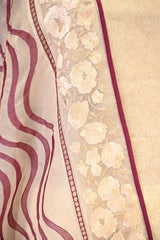 Off-White Organza Silk Suit Set with Resham Embroidered Kurta & Floral Dupatta