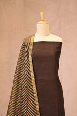 Coffee Brown Organza Silk Suit Set with Flora & Fauna Applique Kurta