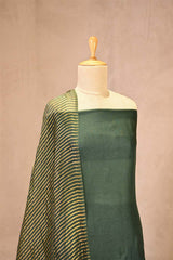 Bottle Green Organza Silk Suit Set with Flora & Fauna Applique Kurta