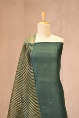 Bottle Green Organza Silk Suit Set with Flora & Fauna Applique Kurta