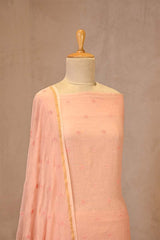 Peach Mulmul Cotton Suit Set with Cross-Stitched Buti Kurta