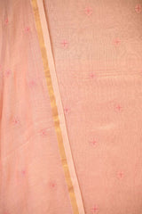 Peach Mulmul Cotton Suit Set with Cross-Stitched Buti Kurta