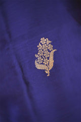 Ink Blue Handloom Katan Silk Suit Set with Gold Zari Buta & Matching Dupatta