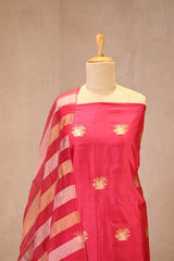 Dark Pink Dupion Silk Salwar Suit with Tiger Motifs and Organza Dupatta