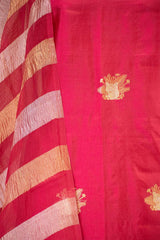 Dark Pink Dupion Silk Salwar Suit with Tiger Motifs and Organza Dupatta