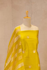Lime Green Dupion Silk Salwar Suit with Tiger Motifs and Organza Dupatta