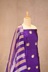 Purple Dupion Silk Salwar Suit with Tiger Motifs and Organza Dupatta