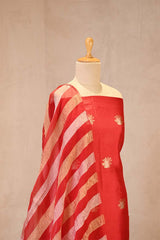 Red Dupion Silk Salwar Suit with Tiger Motifs and Organza Dupatta