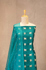 Teal Blue Salwar Suit with Pichwai Organza Dupatta