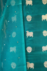 Teal Blue Salwar Suit with Pichwai Organza Dupatta