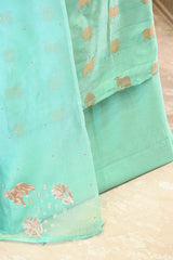 Aqua Blue Salwar Suit with Pichwai Organza Dupatta