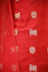 Red Salwar Suit with Pichwai Organza Dupatta